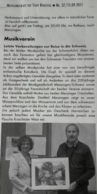 Mitteilungsblatt Musikverein Me. 2011
